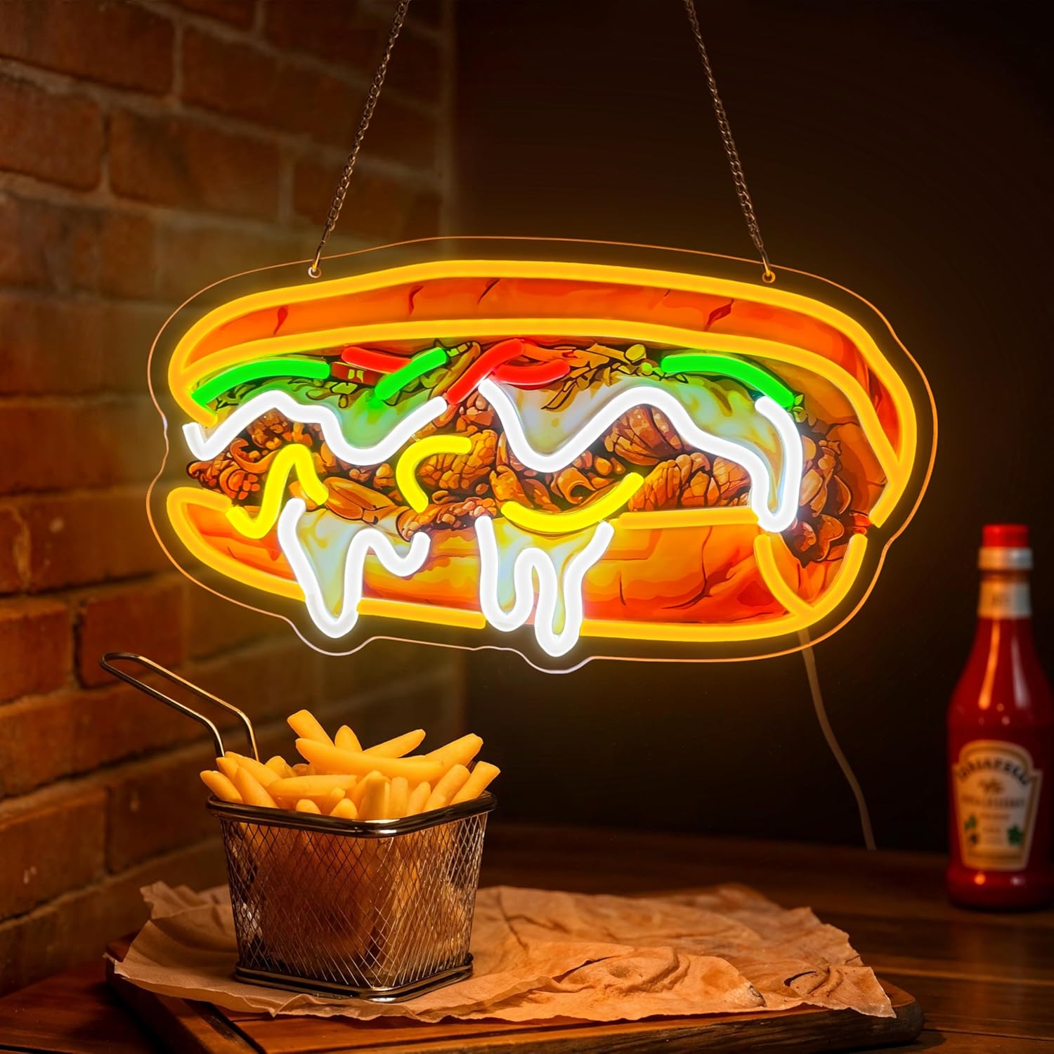 Commercial Kitchen Vendor - Philly Cheesesteak Neon Sign USB Powered